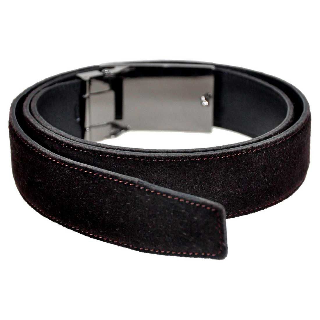 OHM New York Plaque buckle Suede Leather Belt Brown